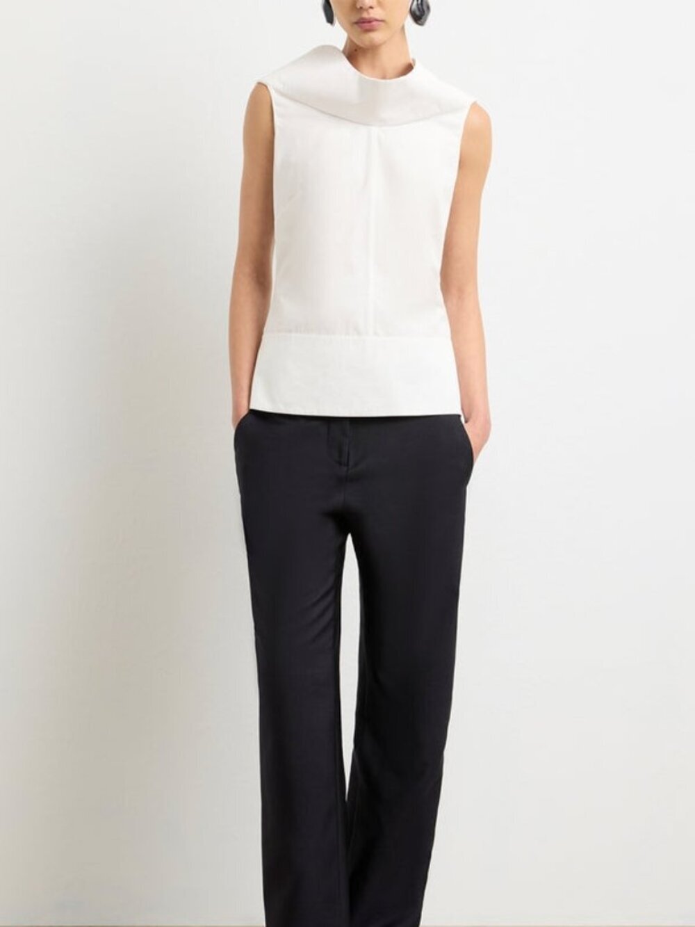 880$ Brandon Maxwell the Bowie Draped Cotton-Poplin Top Size 2 US White